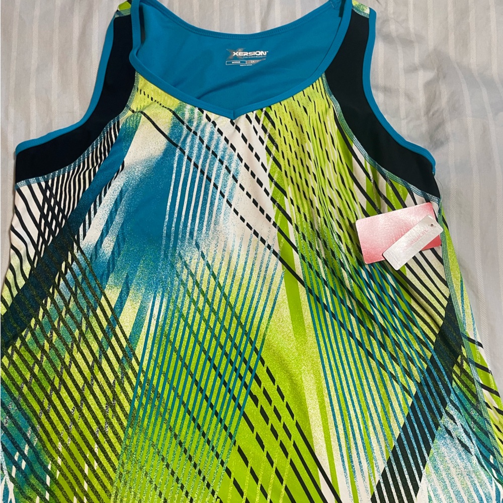 Xersion Green and Blue Striped Tank Top